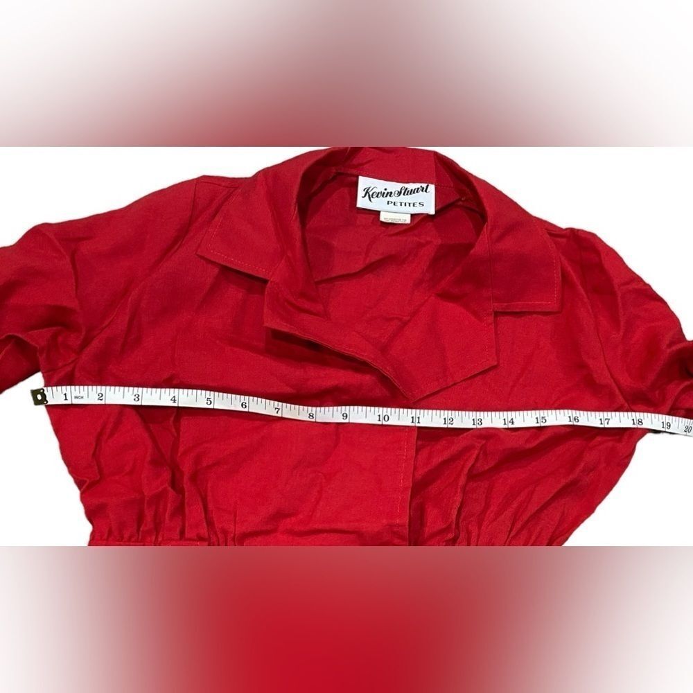 Vintage Kevin Stewart Petites Red Wrap Midi Dress 👗 - Picture 6 of 8